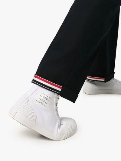 Shop Thom Browne Straight Leg Trousers In Navy