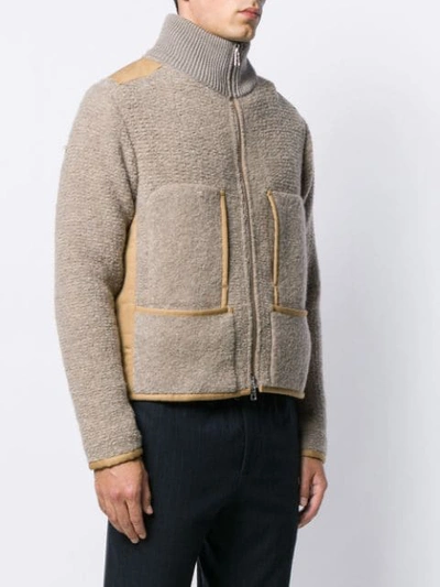 Shop Maison Flaneur Knitted Zipped Jacket In Neutrals