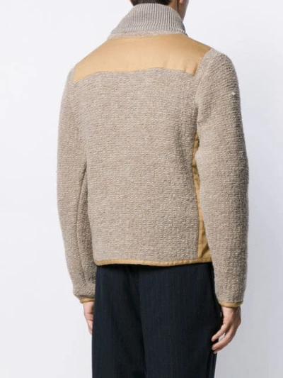 Shop Maison Flaneur Knitted Zipped Jacket In Neutrals