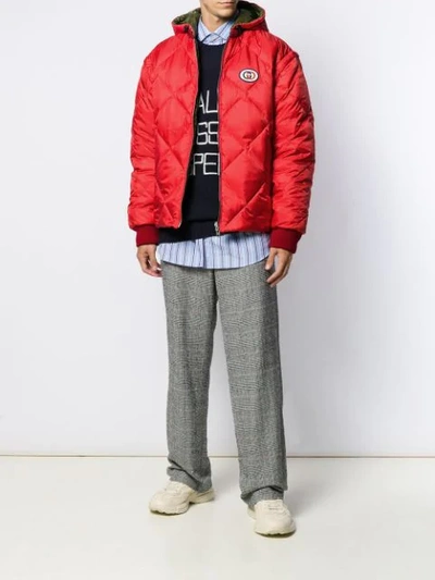 Shop Gucci Reversible Down Jacket In Red