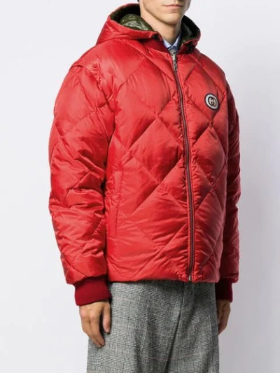 Shop Gucci Reversible Down Jacket In Red