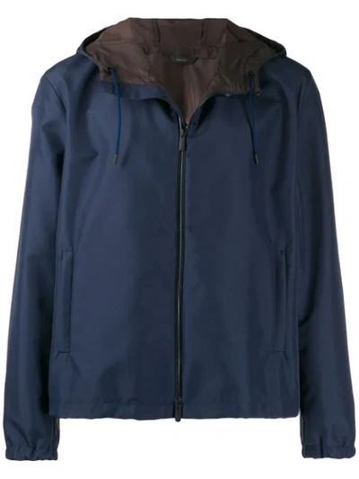 Shop Fendi Logo Windbreaker Jacket In Blue