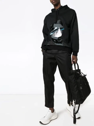 Shop Valentino X Undercover Ufo Face Printed Hoodie In Black