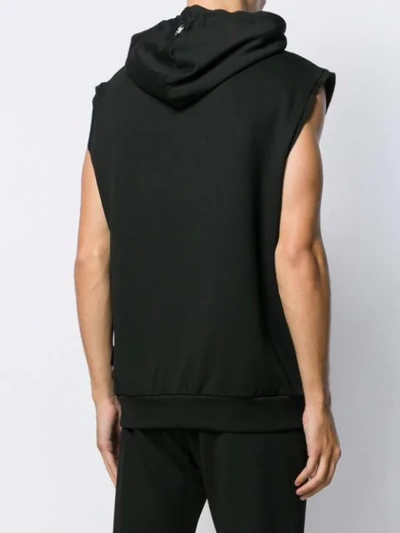 Shop Philipp Plein Sleeveless Logo Hoodie In Black