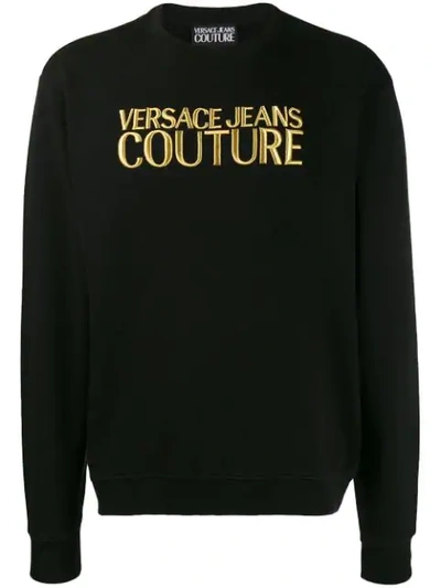 Shop Versace Jeans Couture Logo Sweatshirt In Black