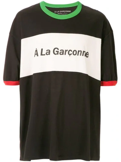 Shop À La Garçonne Logo Print Oversized T-shirt In Black
