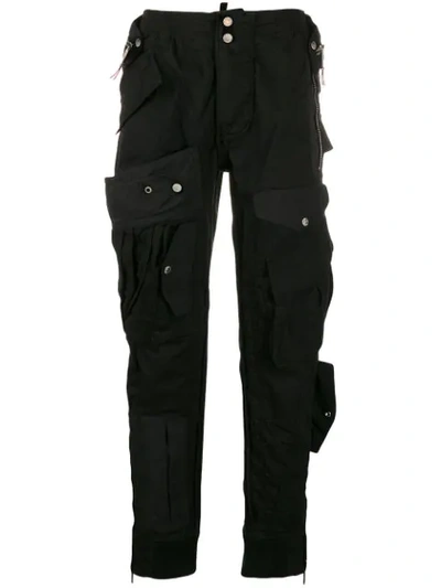 Shop Dsquared2 Multi-pocket Cargo Trousers In Black