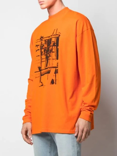 Shop Off-white Graphic Print Sweatshirt In Orange