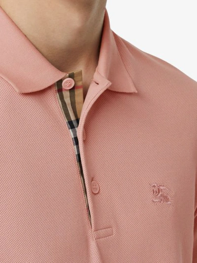 BURBERRY 格纹开襟全棉POLO衫 - 粉色