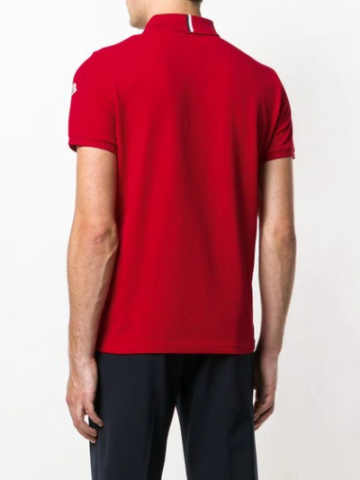 Shop Moncler Plain Polo Shirt - Red