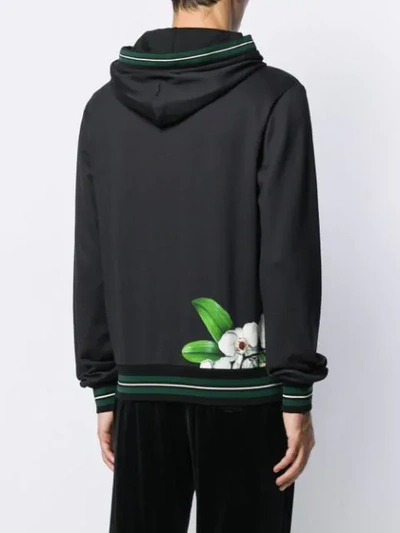 Shop Dolce & Gabbana Floral Print Hoodie In Black