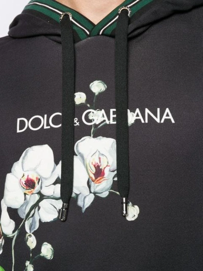 Shop Dolce & Gabbana Floral Print Hoodie In Black