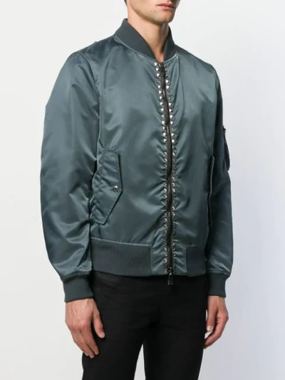 Shop Valentino Rockstud Embellished Bomber Jacket In Inm Iron Grey
