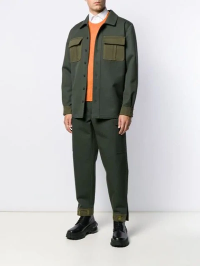 Shop Loewe Contrast Hem Tapered Trousers In Green