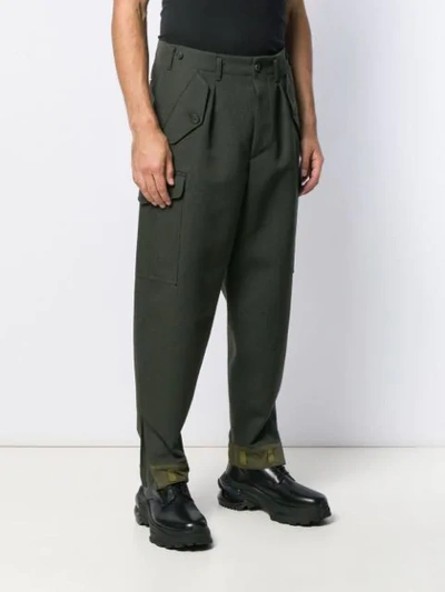 Shop Loewe Contrast Hem Tapered Trousers In Green