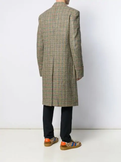 Shop Gucci Fawn Appliqué Check Coat In Neutrals