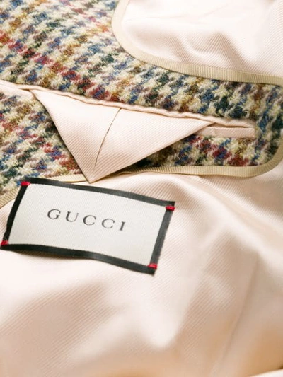 Shop Gucci Fawn Appliqué Check Coat In Neutrals