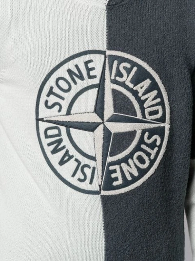 Shop Stone Island Two-tone Logo Hoodie In Grey