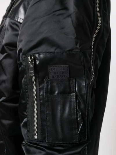 Shop Diesel Zipped Sleeve Bomber Jacket In Black