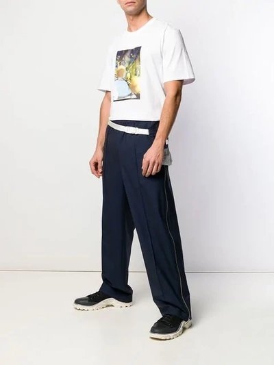 Shop Maison Margiela Wool Belt Bag Trousers In Blue