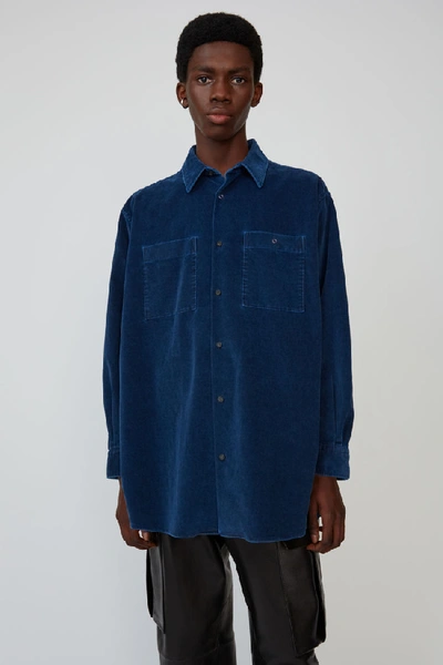 Shop Acne Studios Corduroy Shirt Dark Blue