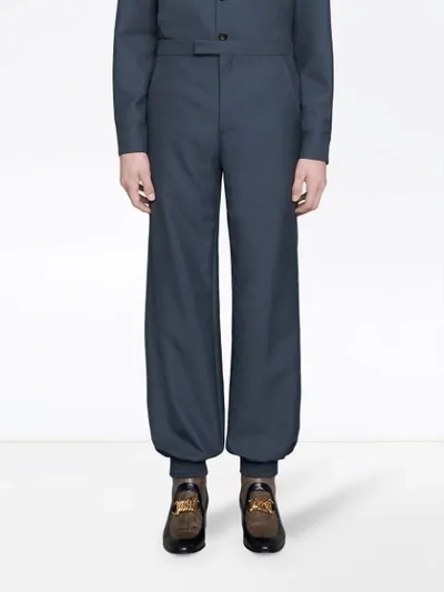 Shop Gucci Drill Harem Style Pant In Blue
