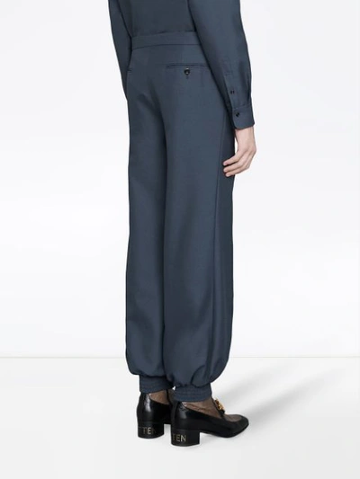 Shop Gucci Drill Harem Style Pant In Blue