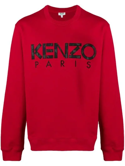 Shop Kenzo Embroidered Logo Sweatshirt In Red