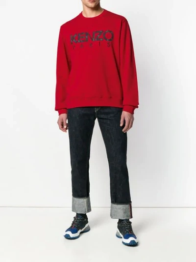 Shop Kenzo Embroidered Logo Sweatshirt In Red