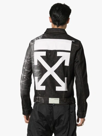 Shop Off-white Arrow Logo Denim Jacket In Black