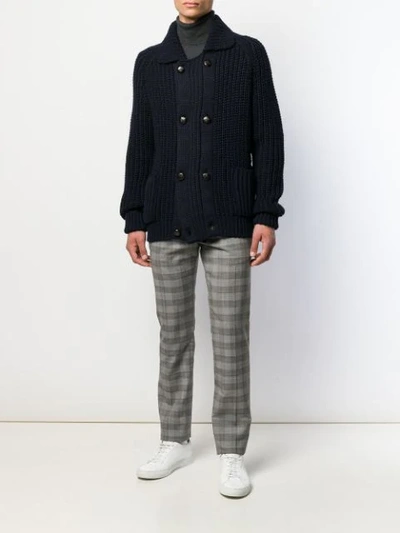 Shop Roberto Collina Chunky Knitted Cardigan In Blue