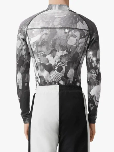 Shop Burberry Long-sleeve Rave Print Stretch Jersey Top In Black