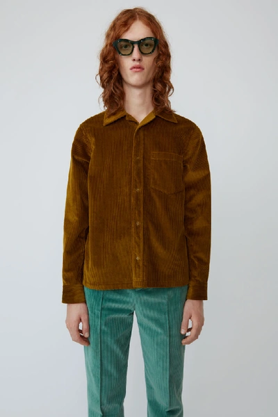 Shop Acne Studios Corduroy Shirt Oil Yellow