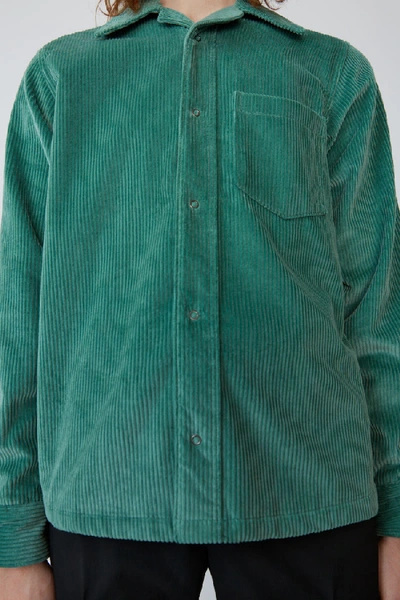 Shop Acne Studios Corduroy Shirt Dusty Green