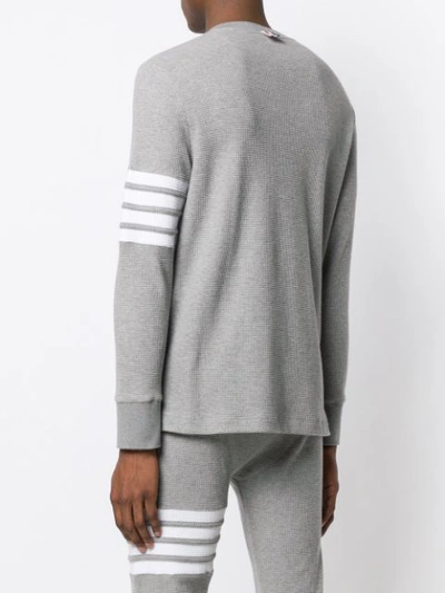 Shop Thom Browne 4-bar Compact Waffle Henley In Grey