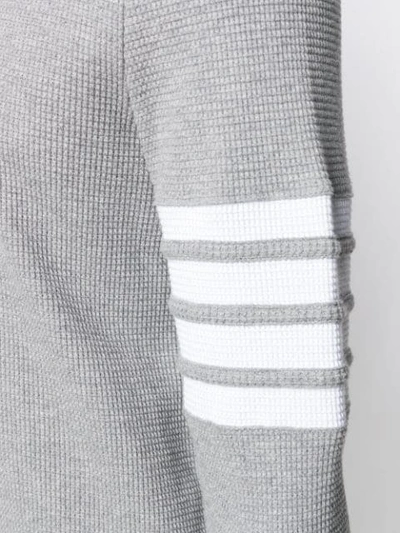 Shop Thom Browne 4-bar Compact Waffle Henley In Grey