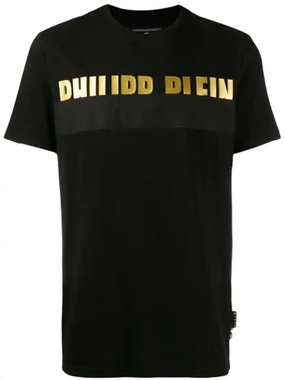 Shop Philipp Plein Logo Bar Print T-shirt In Black