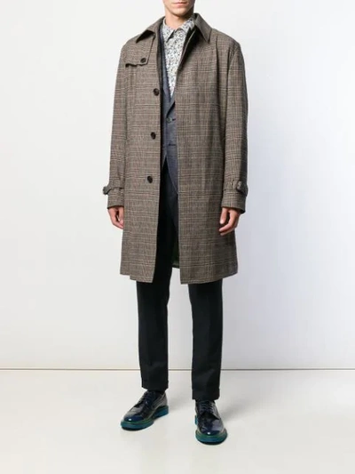 Shop Etro Single Breasted Trench Coat In Neutrals ,brown