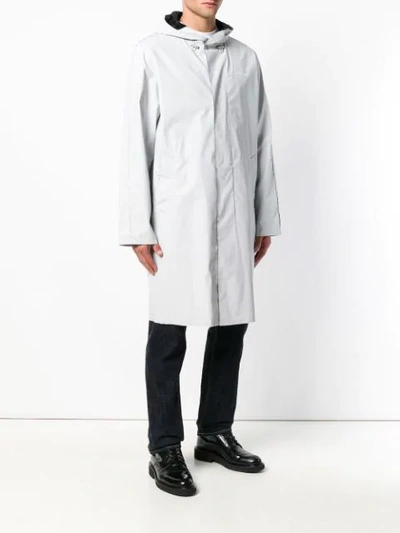 Shop Off-white Oversized Hooded Raincoat In Grey