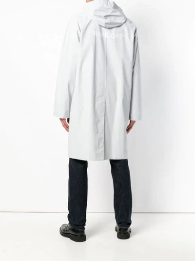 Shop Off-white Oversized Hooded Raincoat In Grey