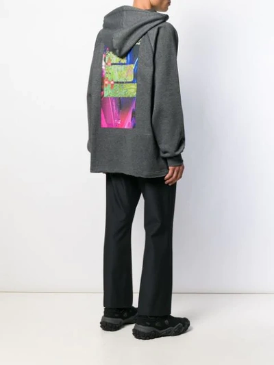 Shop Acne Studios Distorted Video Print Hoodie In Grey