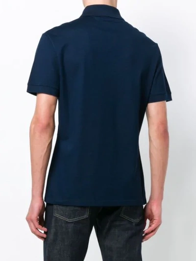 Shop Alexander Mcqueen Dancing Skeleton Embroidered Polo Shirt - Blue