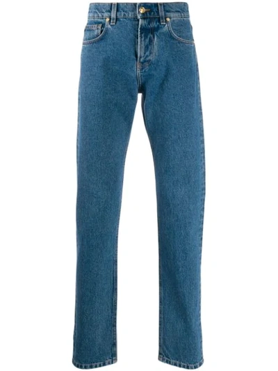 Shop Versace Straight Leg Denim Jeans In Blue