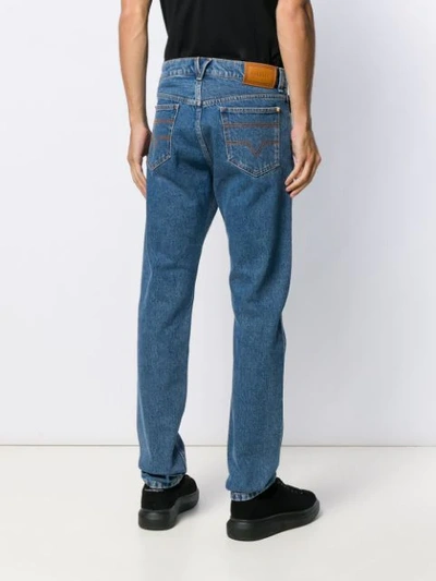 VERSACE STRAIGHT LEG DENIM JEANS - 蓝色