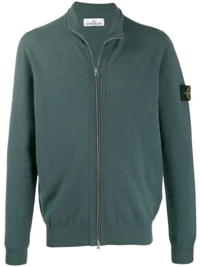 Shop Stone Island Knitted Cardigan In Green