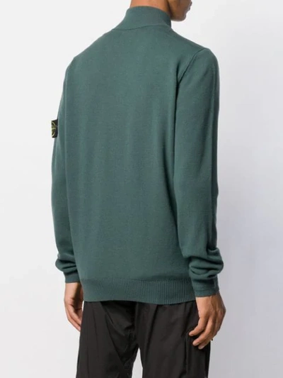 Shop Stone Island Knitted Cardigan In Green