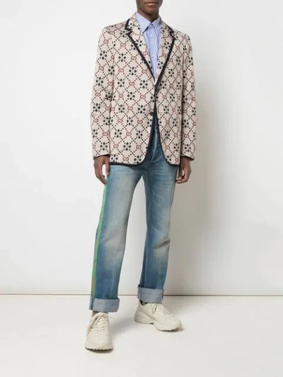 Shop Gucci Gg Pattern Blazer In White