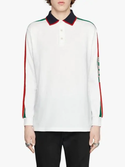 Shop Gucci Cotton Polo With  Stripe White