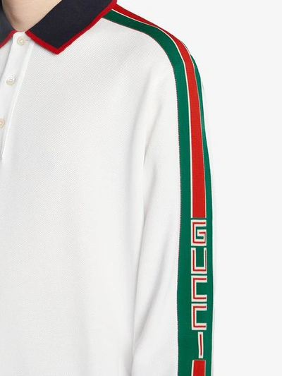 GUCCI COTTON POLO WITH GUCCI STRIPE WHITE - 白色