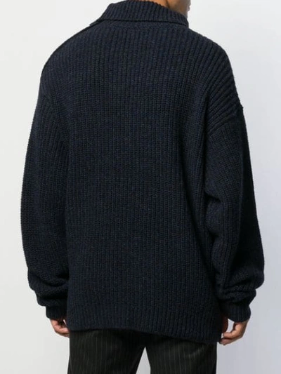 Shop Jil Sander Oversized Adjustable Neck Sweater In 417 Navy